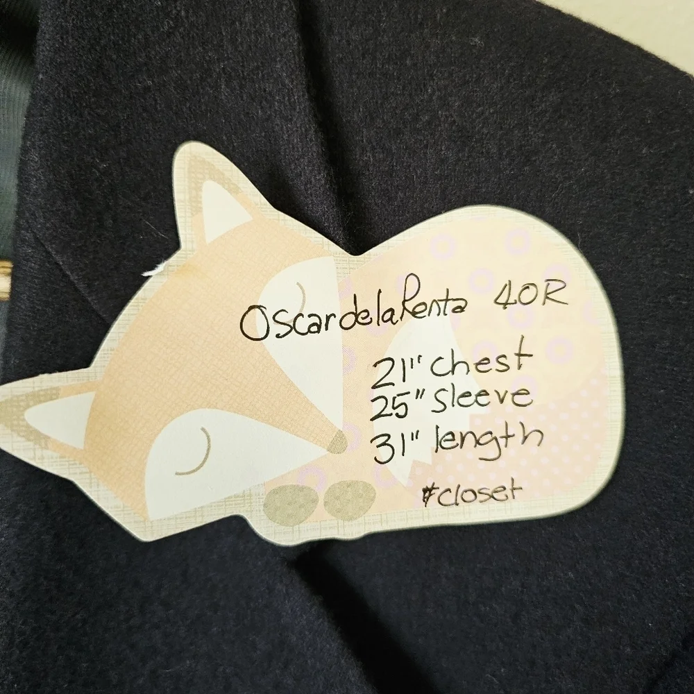 Oscar DeLaRenta 40R navy wool cashmere blazer jacket